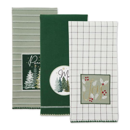 DII&#xAE; Winter Woods Embellished Dishtowel Set